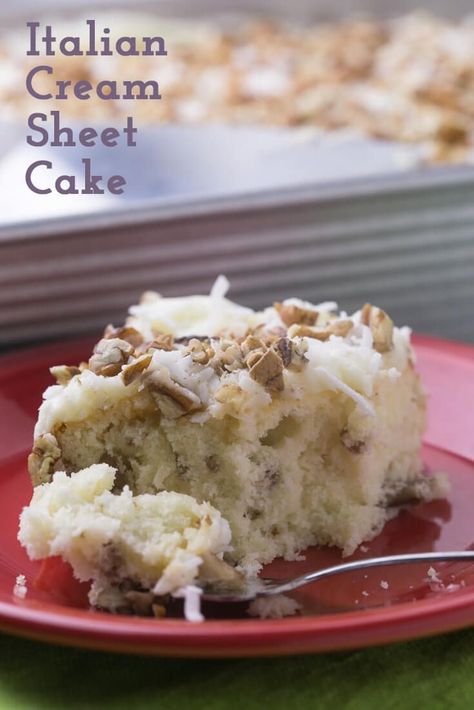 Italian Cream Sheet Cake Italian Cream Sheet Cake, Italian Cream Cake Recipe, Southern Cake, Cream Cake Recipe, Rum Cream, Italian Cream Cakes, Italian Cream, Sheet Cake Recipes, Cake Videos