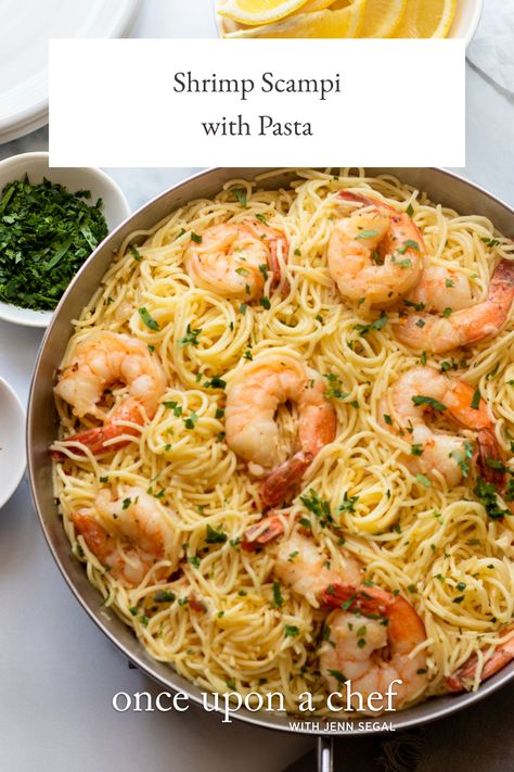 Shrimp Scampi with Pasta Shrimp Scampi Without Wine, Shrimp Scampi With Pasta, Shrimp Scampi Pasta, Best Shrimp Recipes, Scampi Pasta, Once Upon A Chef, Scampi Recipe, Shrimp Scampi, Shrimp Pasta