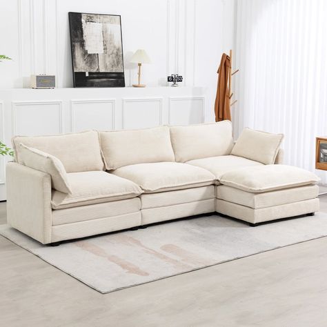 Corduroy Couch, Corduroy Sectional, Corduroy Sofa, La Apartment, Barn Loft, Sofa With Ottoman, Room Couches, Couch With Ottoman, Sectional Sofas Living Room