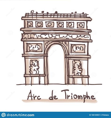 Arc de Triomphe Arch of Triumph, Paris, France Paris Art Painting, Arch Of Triumph, French Landmarks, Paris Drawing, Art Parisien, Paris Artwork, Paris Illustration, Architecture Drawing Sketchbooks, Travel Art Journal