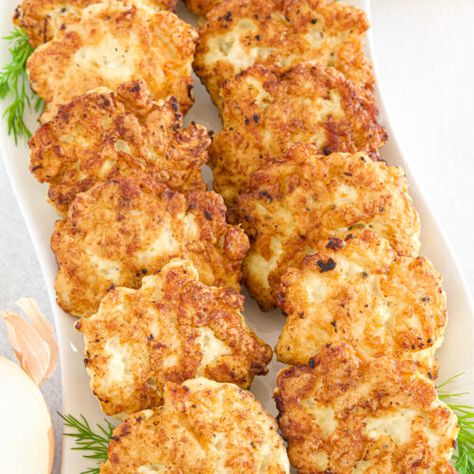 Chicken Fritters Recipe, Chicken Fritters, New Chicken Recipes, Clean Chicken, Fritters Recipe, Greek Flavors, Garlic Aioli, Fritter Recipes, Diced Chicken