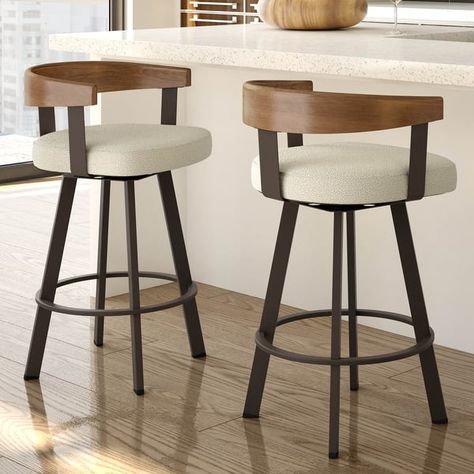 Amisco Lars Swivel Counter and Bar Stool - Overstock - 24014760 Modern Bar Stools Kitchen, Counter Stools With Backs, Steel Stool, Island Chairs, Bar Stools Kitchen Island, Stools For Kitchen Island, Bar Stools With Backs, Swivel Counter Stools, Stools With Backs