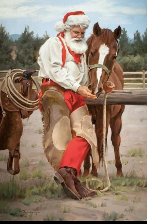 Santa Claus Pictures, Christmas Horses, Santa Pictures, Vintage Christmas Images, Cowboy Christmas, Western Christmas, Vintage Santa Claus, Christmas Photoshoot, Winter Break