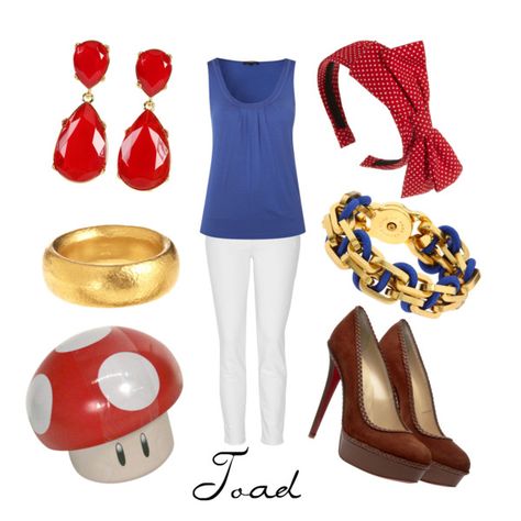 "Toad" by character-inspired-style on Polyvore Mario Bounding, Mario Characters Inspired Outfits, Toad Inspired Outfits, Super Mario Inspired Outfits, Toad Inspired Outfits Mario, Mario Inspired Outfits, Yoshi Halloween, Hoco 2023, Video Game Outfits