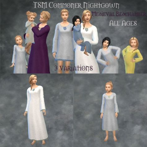 Sims 4 Medieval Swimwear, Sims 4 Medieval Sleepwear, Medieval Sleepwear, Sims 4 Medieval, Sleeping Gown, Sims Medieval, Sims 4 Cas, Sims 4 Clothing, Custom Content