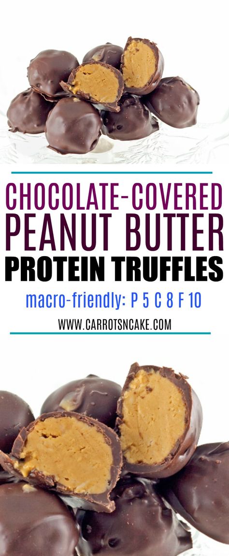 Chocolate-Covered Peanut Butter Protein Truffles – Carrots 'N' Cake Protein Truffles, Chocolate Covered Peanuts, Macro Friendly Recipes, Macro Meals, Peanut Butter Protein, Protein Snacks, The Verge, Whole Foods, Healthy Dessert Recipes