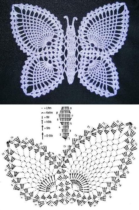 Crochet Butterfly Free Pattern, Crochet Butterfly Pattern, Chic Crochet, Crochet Table Runner Pattern, Crochet Cozy, Pineapple Crochet, Crochet Bolero, Crochet Lace Pattern, Crochet Butterfly