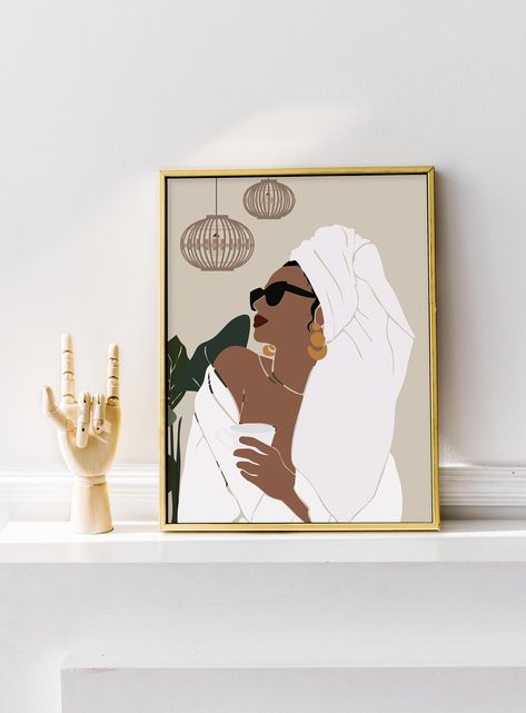 African Woman Art, Black Woman Wall Art, Frames Diy Crafts, African American Art Women, Family Art Print, American Wall Art, African American Wall Art, Wall Art Fashion, Modern Wall Art Prints