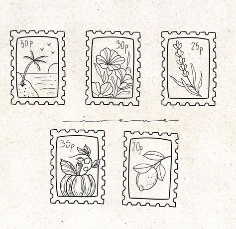 Postcard Sticker Tattoo, Post Stamp Tattoo Small, Stamps Tattoo Ideas, Minimalist Stamp Tattoo, Post Card Tattoo Ideas, Letter Stamp Tattoo, Postcode Tattoo, Post Card Stamp Tattoo, Fineline Stamp Tattoo