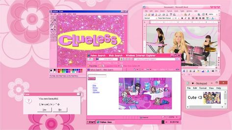 Pink Girl Wallpaper, 2000s Vibes Wallpaper, Computer Desktop Images, Pink Y2k Wallpaper, Y2k Aesthetic Wallpaper, 2000s Wallpaper, Hello Kitty Rooms, Website Graphics, Cute Laptop Wallpaper