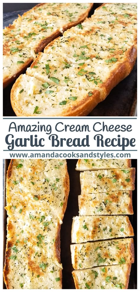 French Bread Garlic Bread Easy, Easy Homemade Garlic Bread, Cream Cheese Garlic Bread, Best Garlic Bread Recipe, Pastas Salads, Easy Garlic Bread Recipe, Easy Garlic Bread, Cheese Garlic Bread, Make Garlic Bread