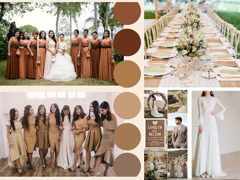 taupe-brown-nude fall wedding colors palette Shade Of Brown Wedding Theme, Brown Shade Wedding Theme, Mocha Wedding Theme Color Schemes, Brown Theme Wedding Color Schemes, Brown Colour Wedding Theme, Brown Motif Wedding, Shades Of Brown Wedding, Brown Wedding Invitations, Fall Wedding Color Palette