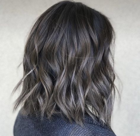 Rounded Layered Bob, Grey Balayage Short Hair, Smokey Ash Brown Balayage Dark, Spikes Hair, Pumpkin Hair, Black Hair Balayage, Ash Hair Color, Gray Hair Highlights, Brown Hair Balayage