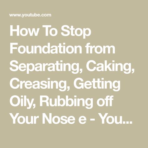 How To Stop Foundation from Separating, Caking, Creasing, Getting Oily, Rubbing off Your Nose e - YouTube Oily Nose, Flawless Foundation Application, Hair Doo, Foundation Tips, Hydrating Mist, Foundation Application, Flawless Foundation, Instagram Giveaway, How To Apply Foundation