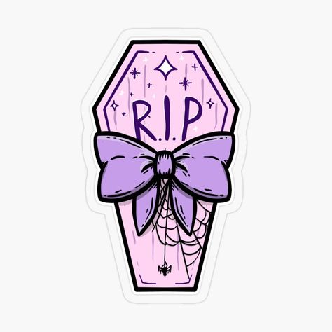 Get my art printed on awesome products. Support me at Redbubble #RBandME: https://www.redbubble.com/i/sticker/Spooky-girly-horror-coffin-pastel-goth-design-by-Sonyque/63651589.O9UDB?asc=u Cute Goth Art, Goth App Icons, Girly Horror, Coffin Tattoo, Goth Design, Lips Art Print, Whimsical Goth, Pastel Goth Art, Goth Tattoo