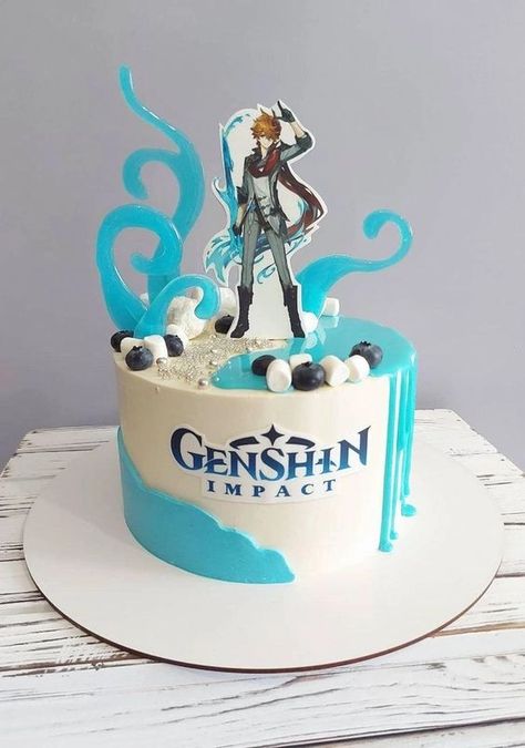 Anime Cake, Mini Tortillas, Game Food, Christmas Cake, Birthday Theme, Amazing Cakes, Genshin Impact, Cute Art, Cake Decorating