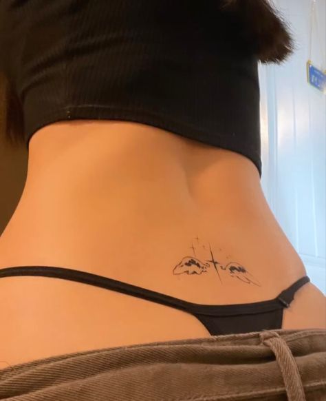 Minimal Lower Back Tattoo, Aesthetic Lower Back Tattoos, Constellation Tramp Stamp, Artsy Tramp Stamp, Star Lower Back Tattoos, Pretty Lower Back Tattoos, Lower Back Tats Aesthetic, Angel Number Tramp Stamp, Spiritual Tramp Stamp