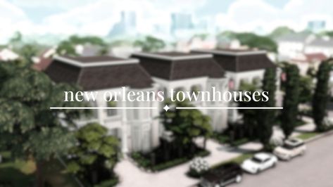 new orleans townhouses | Patreon Sims 4 Brownstone Build, New Orleans Sims 4, Sims 4 New Orleans House, New Orleans Townhouse, Sims 4 New Orleans, Sims 4 Townhouse Build, Sims 4 Townhouse, Sims 4 House Download, Poolside Lounge