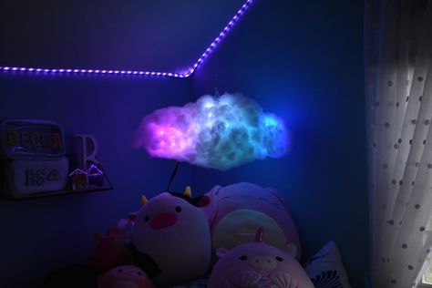 Cloud Lights for Bedroom | Cloud Replica with Remote Control or Bluetooth Adjustable RGB LED Light | Soft Polyester Hanging Cloud Cloud Mobile Nursery, Hanging Clouds, Cloud Night Light, Cloud Light, Glow Cloud, Cloud Lamp, Led Lighting Bedroom, Westport Ct, Led Band