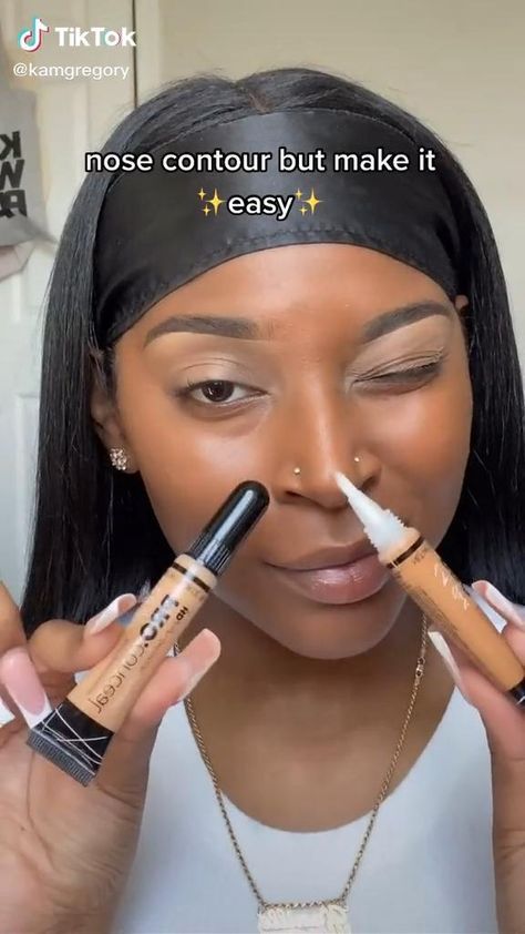 How To Contour Dark Skin, Neutral Make Up Looks Black Women, Flawless Makeup Black Women, Contour On Dark Skin, Light Under Eye Makeup, Nose Contour Tut, Eyeshadow For Dark Skin, Natural Soft Glam Makeup Black Women, Eyeshadow Looks For Dark Skin