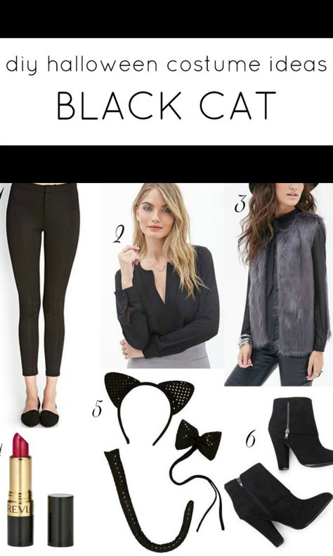 diy chic black cat halloween costume Cat Women Costume Diy, Cat Outfit For Halloween, Diy Halloween Cat, Black Cat Outfit, Black Cat Halloween Costume, Diy Halloween Costume Ideas, Halloween Haunted House Decorations, Valentine Diy, Halloween Express