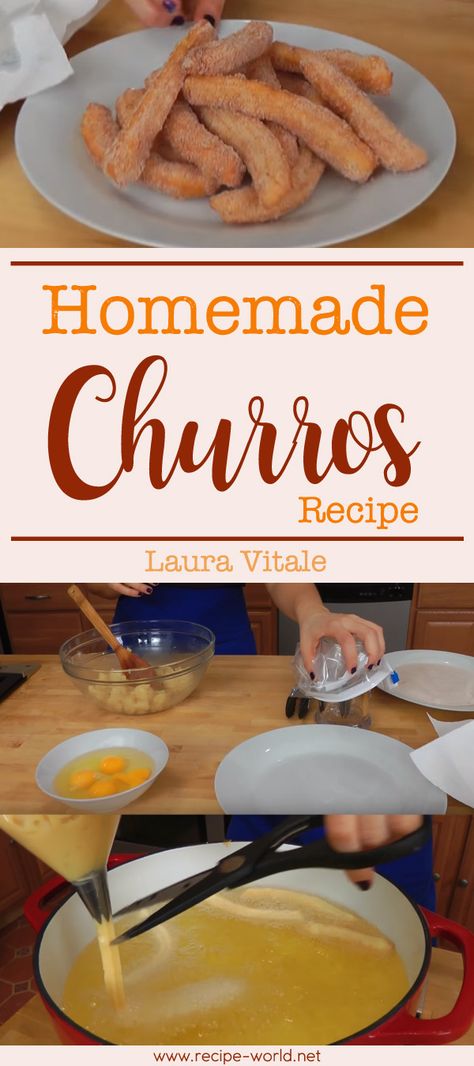 Laura Vitale Recipes, Churro Cart, Beginners Baking, Homemade Churros Recipe, Laura Vitale, Memorial Day Foods, Homemade Churros, Nacho Bar, Churros Recipe