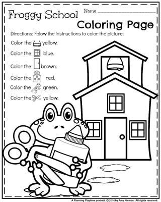 Preschool Worksheets - Froggy School Coloring Page. Froggy Goes To School Activities, August Worksheets, Froggy Goes To School, Alphabet School, Back To School Worksheets, School Coloring Pages, First Day Of School Activities, Word Sorts, School Worksheets