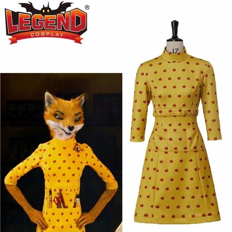 Fantastic Mr Fox Cosplay Women's Mrs Fox Dress Costume Yellow Printed Dress For Halloween Carnival Party Dress Outfits - Cosplay Costumes - AliExpress Yellow Printed Dress, Fantastic Mr Fox Costume, Fox Cosplay, Fox Halloween, Fantastic Fox, Fox Costume, Fox Dress, Halloween Carnival Party, Book Week Costume