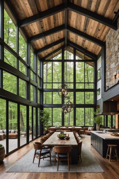 20 Modern Mountain Home Design Ideas – ToolzView Hygge Mountain Home, Mountain Home Lighting, Modern Mountain Cabin Exterior, Modern Lodge Interior Design, Modern Cabins In The Mountains, Modern Farm Home Interior, Clean Luxury Aesthetic, Dream Mountain Home, Modern Cabin House Interiors