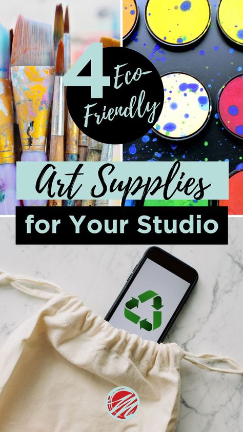 art supplies, phone with recycling symbol, recyclable bag Green Art Studio, Learning Painting, Art Supplies List, Home Art Studio, Oil Painting Lessons, Drawing Classes, Eco Friendly Art, Artist Supplies, Online Art Classes