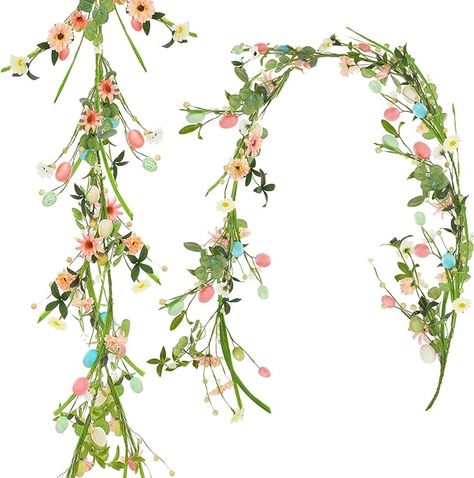 Amazon.com: Yuxung 2 Pcs 6 ft Artificial Easter Garland Spring Egg Garland Colored Egg Berry Flower Leave Garland Pastel Vine String Rustic Hanging Wreath Easter Decoration for Mantle Window Indoor Outdoor Decor : Home & Kitchen Leave Garland, Egg Garland, Easter Garland, Wreath Easter, Hanging Wreath, Spring Easter Decor, Coloring Eggs, Easter Decoration, Easter Party