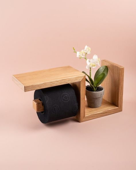 Wooden Toilet Paper Holder, Wood Toilet Paper Holder, Wooden Toilet, Tissue Paper Holder, Diy Toilet, Classic Bathroom, Unique Bathroom, Wood Accessories, Toilet Roll Holder