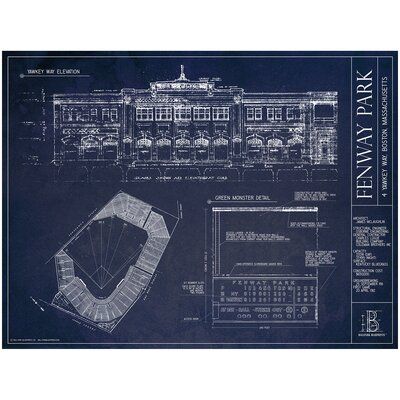 Classic architectural artwork of the classic Fenway Park in Boston, home of the Red Sox. Featuring an elevation (side view) and plan (top view) of the park, and with facts and figures about the building. 18x24" unframed print. Truist Park, Fenway Park Boston, Angel Stadium, Ultimate Man Cave, Anaheim Angels, Red Socks Fan, Man Cave Home Bar, Large Framed Prints, Fenway Park