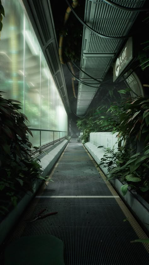 ArtStation - Plant Factory A52 Futuristic Steampunk Aesthetic, Futuristic Plants, Trials Aesthetic, Dystopian Earth, Science Fiction Aesthetic, Futuristic Factory, Air Kingdom, Futuristic Garden, Eco Project