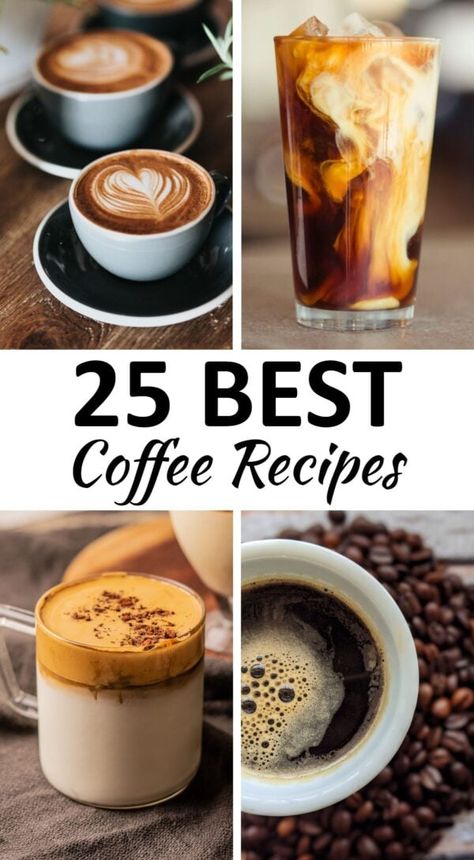 coffee recipes pin Sweet Iced Coffee Recipe, Home Coffee Recipes, At Home Coffee Recipes, Speciality Coffee Recipes, Coffee Recipes At Home, Fall Coffee Recipes, Coffee Recipes Hot, Starbucks Holiday Drinks, Raw Coffee Beans