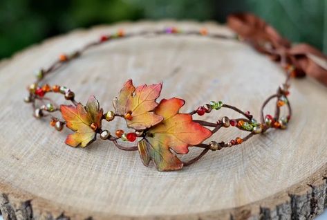 Autumn Leaves Tiara Fall Leaves Crown Maple Leaf Hair Wreath Fall Hair Accessory Girl Autumn Tiara Fall Wedding Crown Woodland Headpiece - Etsy Fall Leaves Dress, Leaves Crown, Floral Hair Wreath, Autumn Hair Accessories, Bridal Floral Crown, Fall Wedding Hairstyles, Bridesmaid Headband, Boho Flower Crown, Leaf Crown