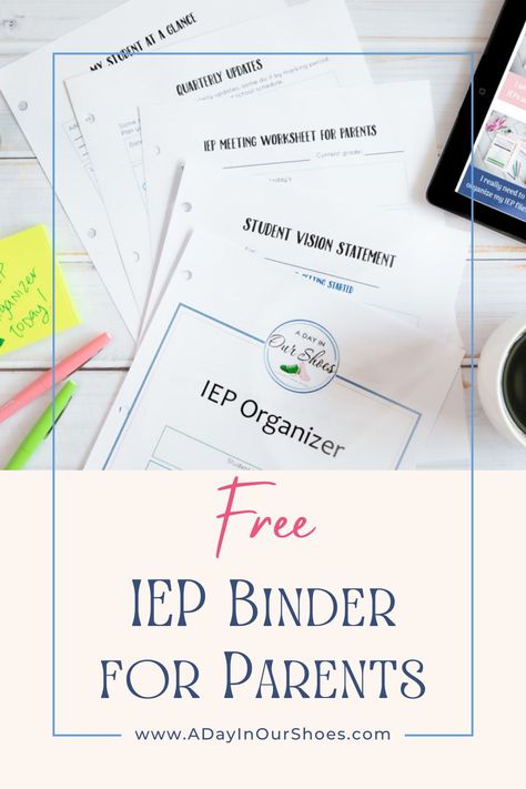 Free IEP Binder for parents Iep Binder, Iep Organization, Individual Education Plan, Iep Meetings, Empowering Parents, Grandparenting, Virtual School, Pinterest Ideas, Student Organization