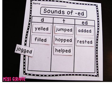 Inflectional endings worksheet to practice the 3 sounds of ed with a fun word sort with -ed words kids can actually read 3 Sounds Of Ed, Prefixes And Suffixes Activities, Suffixes Activities, Sounds Of Ed, Suffix Activities, Inflectional Endings, Word Sort, First Grade Phonics, Prefixes And Suffixes