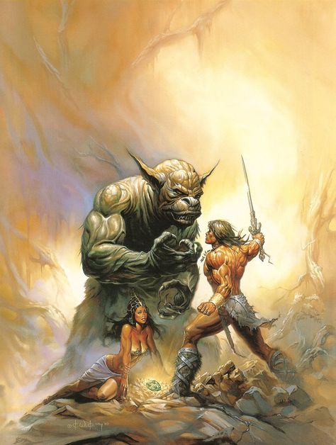 ken kelly - monstrous Ken Kelly, Savage Worlds, Boris Vallejo, Heroic Fantasy, Conan The Barbarian, Pulp Art, Fantasy Artist, Fantasy Warrior, Arte Fantasy