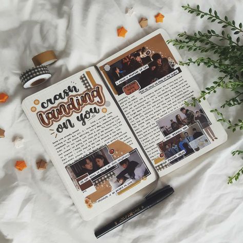 Kdrama Scrapbook Ideas, Kdrama Journal Aesthetic, Crash Landing On You Aesthetic, Drama Journal Ideas, Kdrama Journal Ideas, Crash Landing On You, Bts Journal Ideas, Kdrama Scrapbook, Kdrama Journal