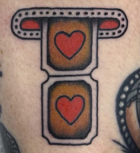 Traditional Treasure Chest Tattoo, American Traditional Chili Pepper Tattoo, Traditional Lesbian Tattoo, American Trad Filler, Stamp Tattoo Traditional, Traditional Filler Tattoo Design, Quilt Pattern Tattoo, Trad Tattoo Gap Fillers, American Traditional Locket Tattoo