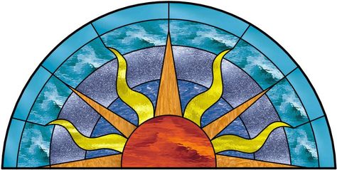 Stained Glass Sun Patterns, Half Round Window, Half Circle Window, Stained Glass Wind Chimes, Circle Window, Mosaic Windows, Stained Glass Artwork, Mosaics Art, Stain Glass Ideas