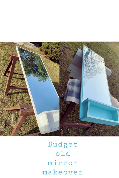 Mirror makeover cheap DIY mirror wooden easy Cheap Mirror Makeover, Diy Floor Length Mirror, Diy Mirror Makeover, Rent House, Floor Length Mirror, Mirror Makeover, Road Trip Packing List, Trip Packing, Dollar Store Diy Projects