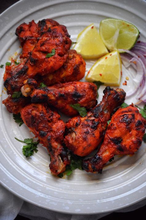 Tandoori Chicken - Savory&SweetFood Tandoori Chicken In Oven, Tandoori Chicken Recipe, Pollo Tropical, Tandoori Recipes, Resepi Ayam, Indian Chicken Recipes, Oven Chicken Recipes, Ayam Bakar, Tandoori Masala