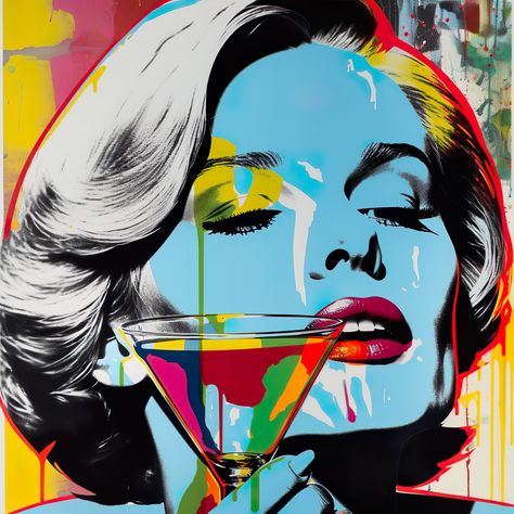 A woman enjoying a cocktail. Rendered in bold, bright colors and a graphic style, this piece captures the fun and fashion of the 1960s. Cocktail Art, Martini Cocktail, Cocktail Glass, Cocktail Hour, A Drink, Martini, Stylish Women, Vintage Posters, Sweden