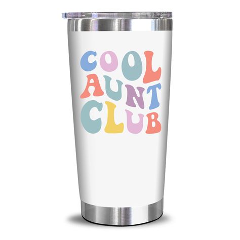 PRICES MAY VARY. FOR YOUR AWESOME AUNT - Surprise your favorite auntie with this tumbler. It bears the endearing words “Cool Aunt Club,” printed in front with a vintage design that looks sleek and stylish! TRENDY AND SUPER CUTE: Tumblers are great for an aunt's birthday, promoted to aunt events, holidays, or even Mother’s Day. This cool tumbler for women is a thoughtful gift for any celebration. Hand it out during birthdays, Christmas, Thanksgiving, or any other day of the year! DOUBLE-WALL VACU Aunt Announcement, Cool Aunt Club, Cute Tumblers, Aunts Birthday, Promoted To Aunt, Christmas Gifts For Aunts, Best Aunt Ever, Aunt Birthday Gift, Cool Aunt