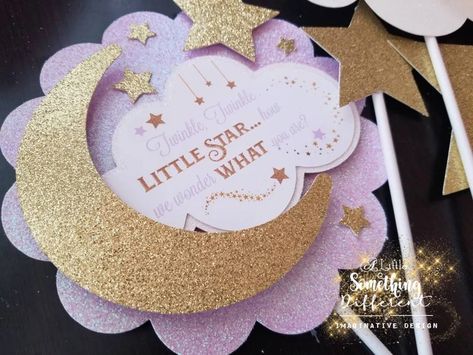 Twinkle Little Star Centerpiece Sticks Centerpieces / Baptism / Baby Shower / Christening Party Supplies / purple / Decorations / Clouds Sticks Centerpieces, Stick Centerpieces, Star Centerpieces, Girl Baby Shower Centerpieces, Gold Glitter Stars, Twinkle Twinkle Baby Shower, Moon Baby Shower, Christening Party, Purple Decor