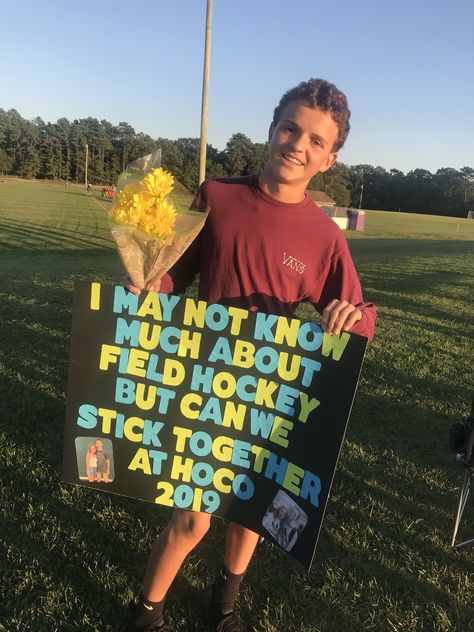 Promposal Ideas For Him, Best Prom Proposals, Field Hockey Outfits, Cute Hoco Proposals, Homecoming Poster Ideas, Prom Posters, Homecoming Signs, Cute Homecoming Proposals, Prom Proposals