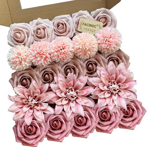 PRICES MAY VARY. Silk Flowers, Foam Flowers Pink Roses Artificial Flowers Set Quantity: A combo box packs a variety of flowers as vintage or rustic themed wedding. A total of 23 pink fake flowers and 6 leaves, including mixed silk and foam dusty pink roses artificial flowers with stems Ideal DIY Flowers Bouquets: Handmade dusty pink fake flowers for crafts come with 8 inches long flexible stems, which is easy to install, bend or trim. Perfect to create enchanting wedding bouquets, table centerpi Pink And Grey Wedding Decorations, Dusty Pink Birthday Party Decor, Baby Shower Flower Backdrop, Pink Quinceanera Centerpieces, Pink Rose Baby Shower Ideas, Round Centerpieces Wedding, Dusty Rose Baby Shower Theme, All Pink Baby Shower, Dusty Rose Wedding Party