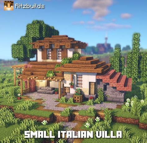 Minecraft Couch, Small Italian Villa, Italian Style House, Villa Minecraft, Minecraft House Plans, Bangunan Minecraft, Minecraft Castle, Cool Minecraft Creations, Minecraft Room